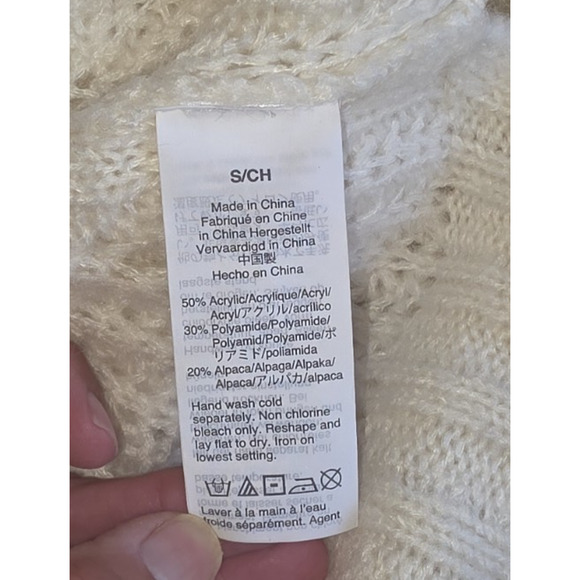 J. Crew Pointelle Cable Knit Mockneck Sweater Women’s Small White Alpaca Blend - Picture 7 of 8